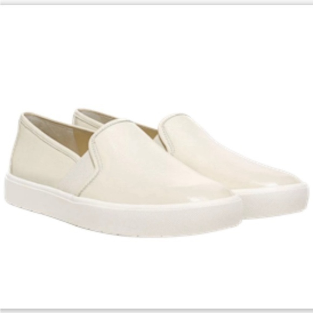 VINCE Women's Blair Patent Leather Slip On Sneakers US 6 Color: Moonlight Cream